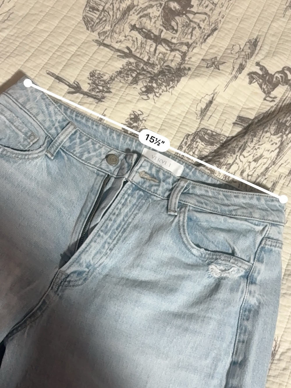 Vervet Light Blue High-Rise Wide Leg Jeans with Raw Hem - Picture 3 of 7